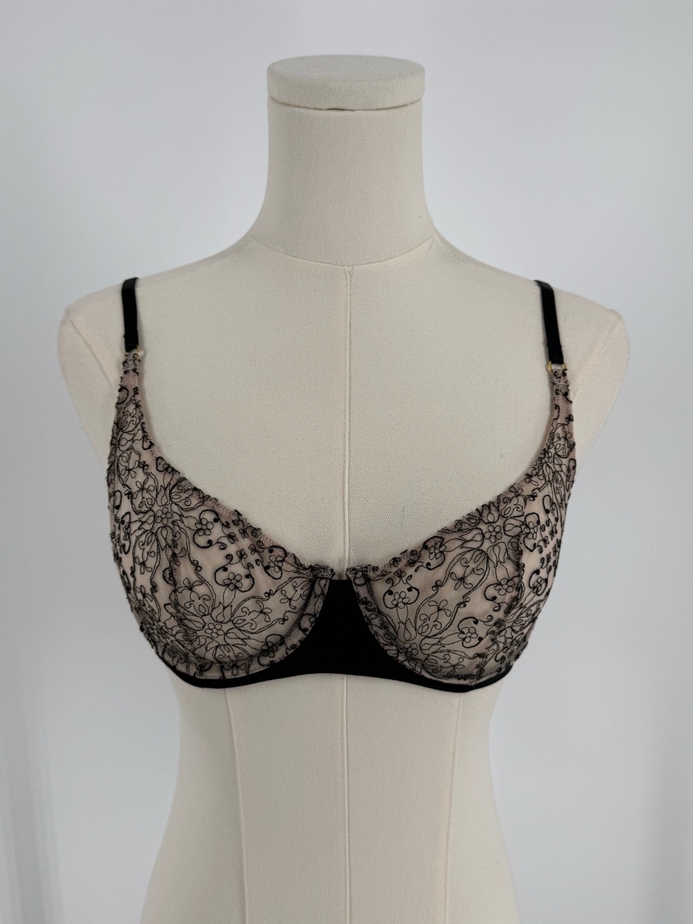 Victoria's Secret Black Floral Sheer Underwire Bra